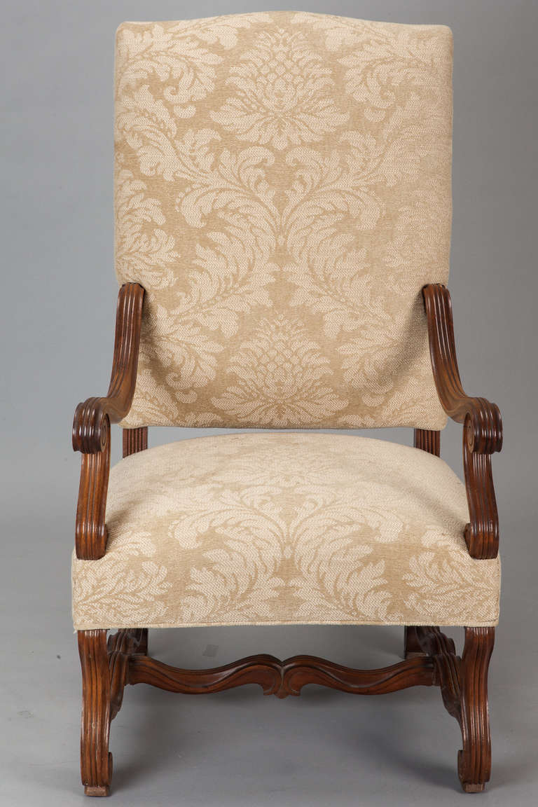 Wood Pair of Large Os du Mouton Carved Armchairs