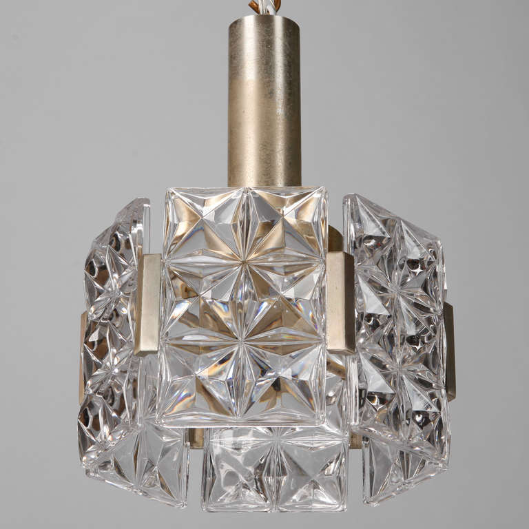 Mid-Century Modern Small Crystal Kinkeldey Style Pendant Fixture