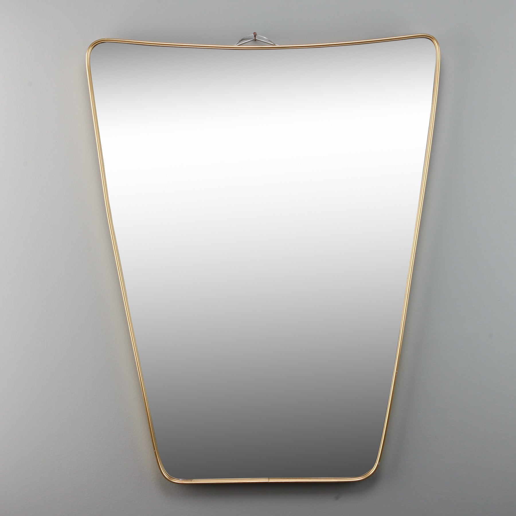 Large Mid-Century Italian Gio Ponti-Style Brass Mirror