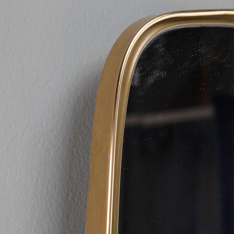 Mid-Century Modern Small Mid-Century Italian Gio Ponti-Style Brass Frame Mirror