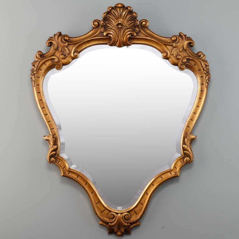 French Giltwood Mirror with Shell Crown
