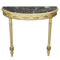 Console Demi-Lune dipinta con piano in marmo