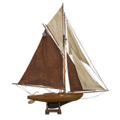 English Pond Boat with Brown & Beige Sails