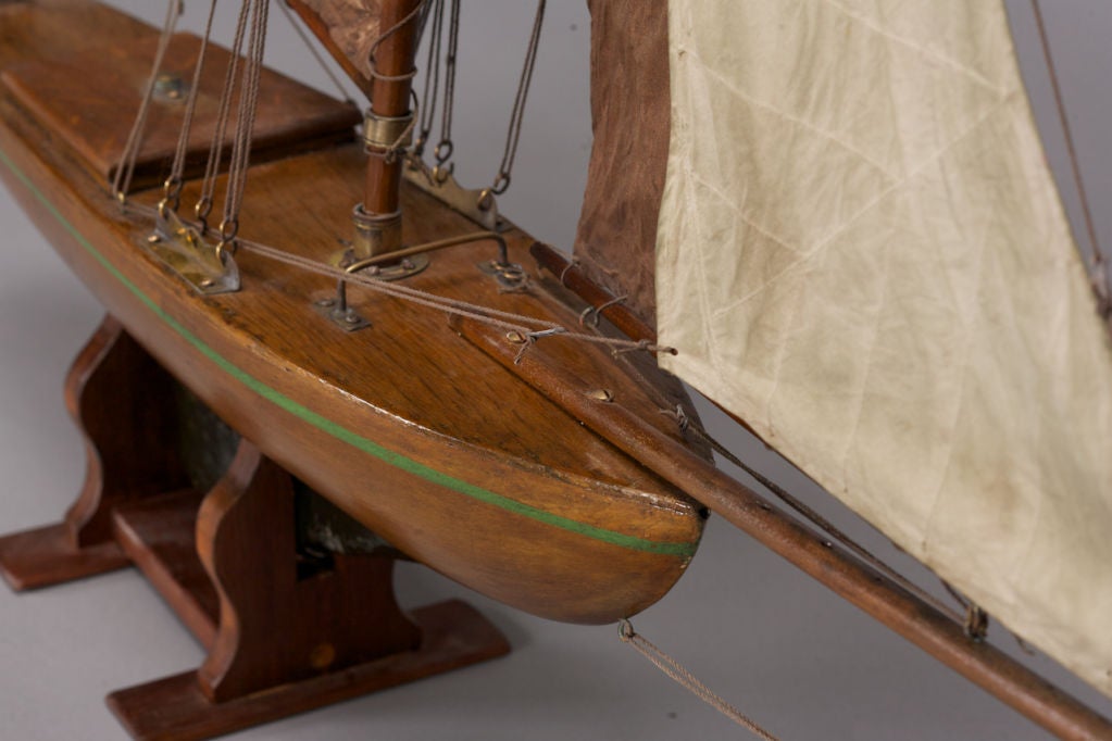 English Pond Boat with Brown & Beige Sails