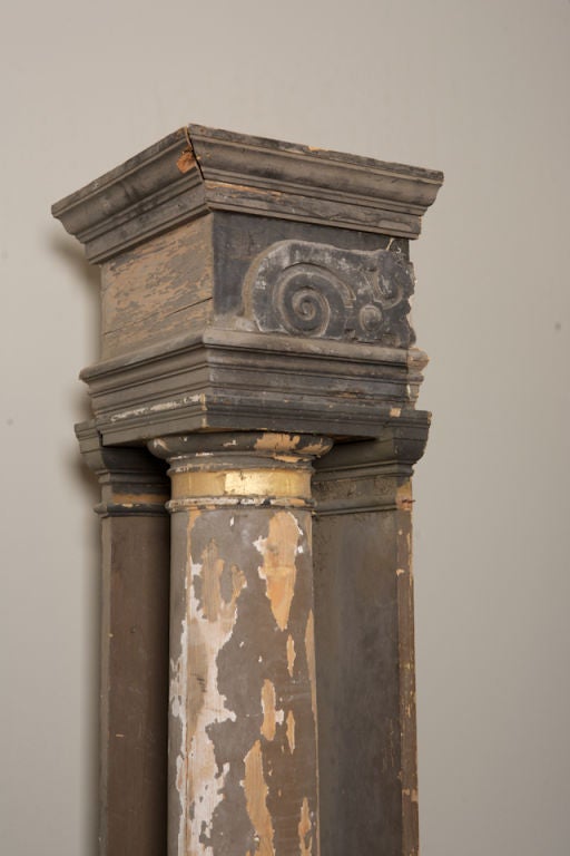 Pair Unusual French Columns with Corner Pieces and Original Paint In Good Condition In Troy, MI