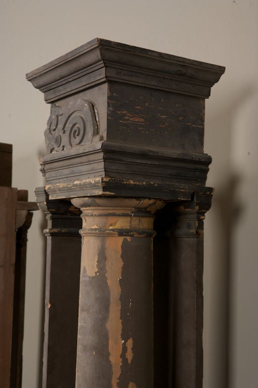 Pair Unusual French Columns with Corner Pieces and Original Paint 1