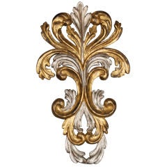 Italian Carved Gilt and Argente Wood Plaque