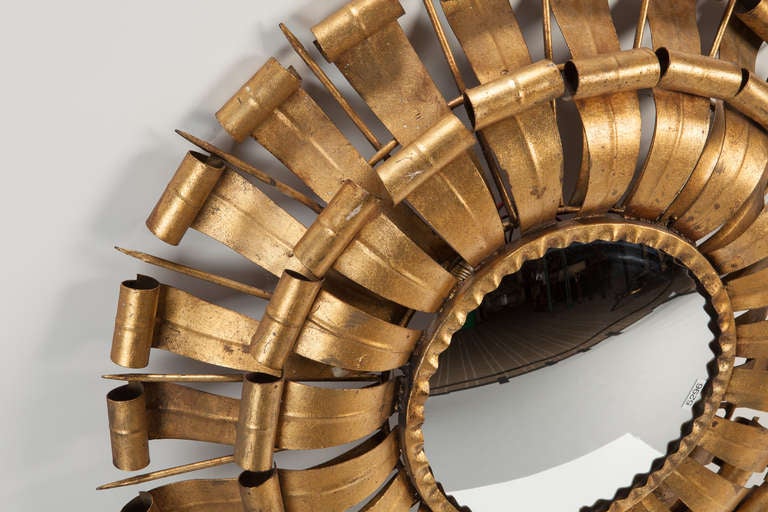 Large Double Layer Metal Frame Sunburst Mirror Light