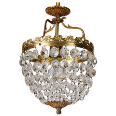 Small Round Fixture with Brass and Crystal Beads