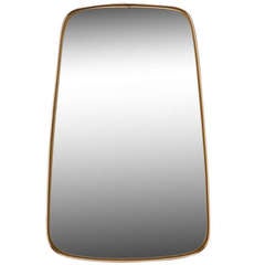 Small Mid-Century Italian Gio Ponti-Style Brass Frame Mirror