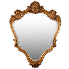 French Giltwood Mirror with Shell Crown