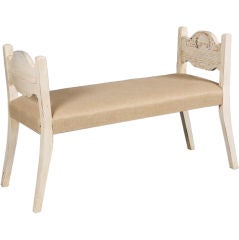 Chair Side Bench of Limed Wood Chair Side Bench of Limed Wood