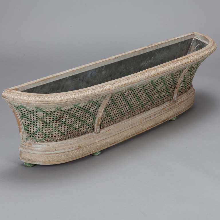 Large French Caned and Painted Planter