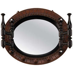Small Carved Walnut Dutch Mirror With Hat Rack