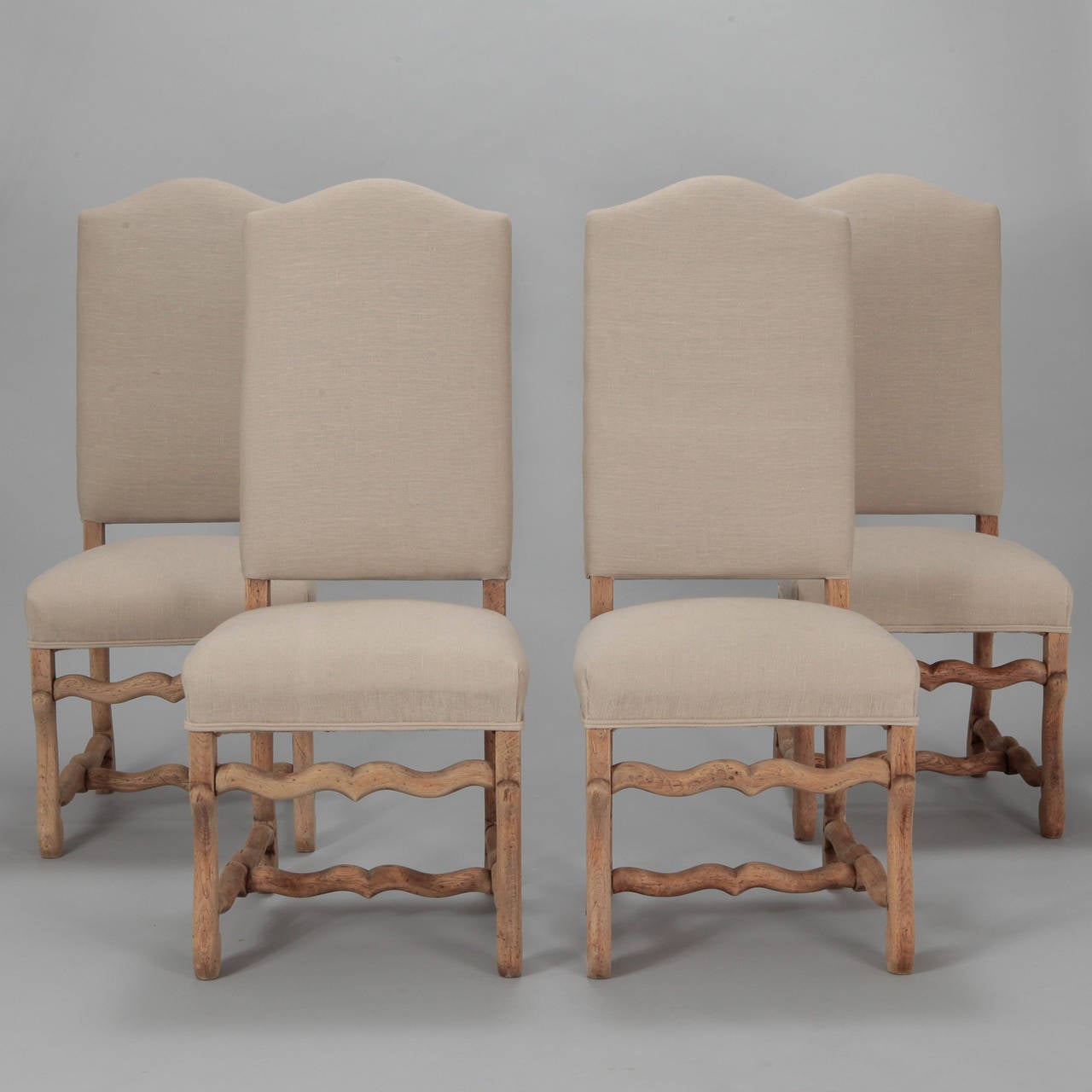 Set of Eight Bleached Oak Os De Mouton Chairs 1