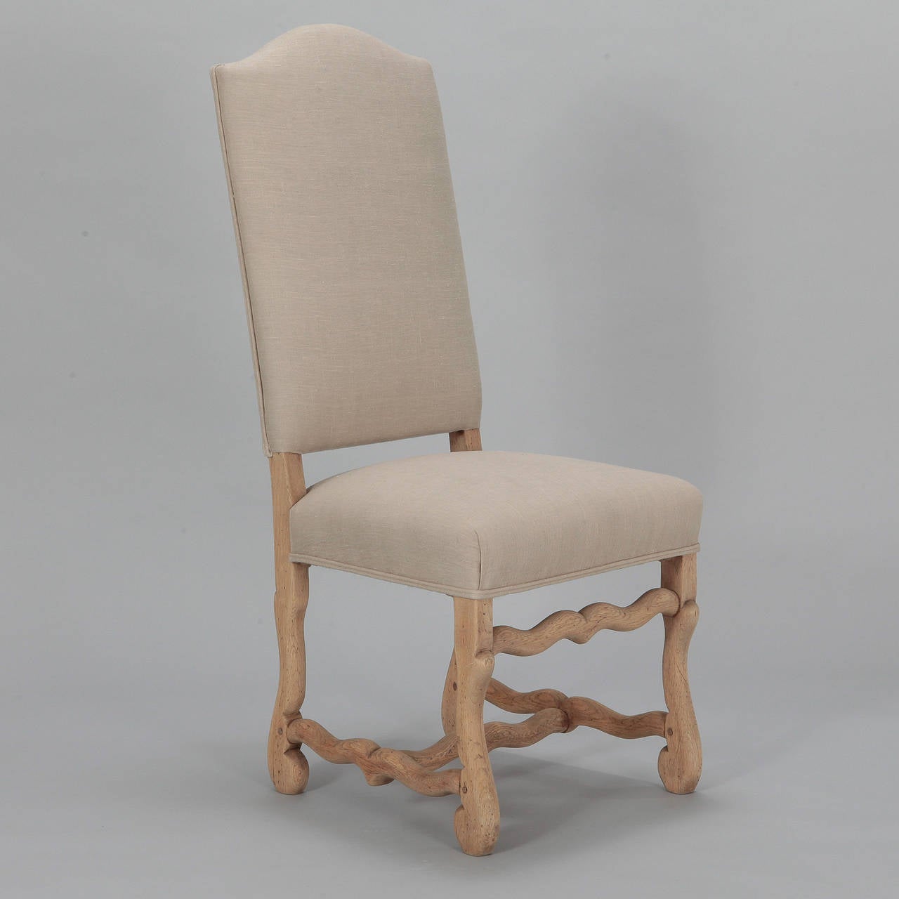 Set of Eight Bleached Oak Os De Mouton Chairs In Excellent Condition In Troy, MI