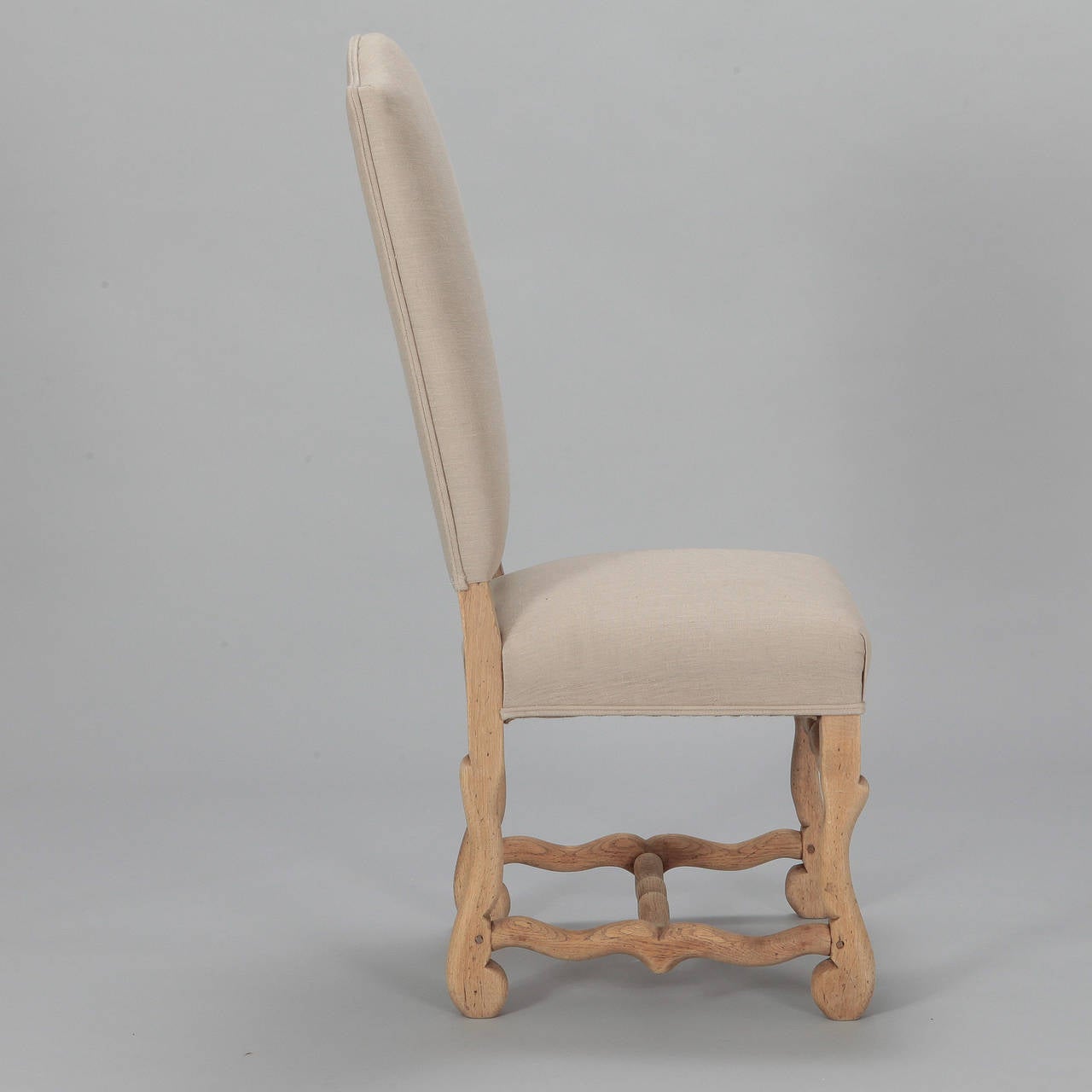 Early 20th Century Set of Eight Bleached Oak Os De Mouton Chairs