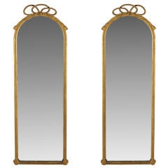 Pair of 19th Century French Gilded Rope Frame Mirrors