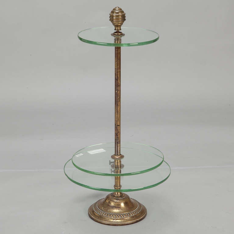 Three Tier Brass and Glass Stand