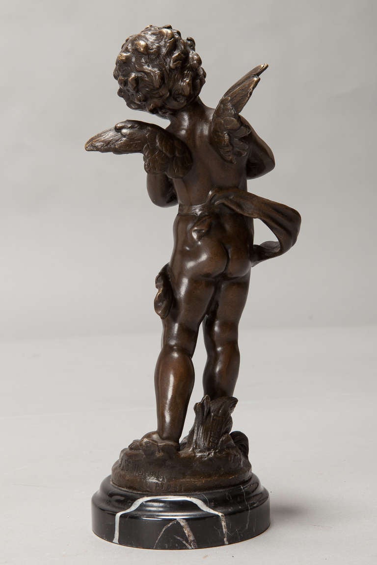 20th Century Pair of Bronze Angels with Cymbals and Drum