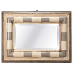 Antique Italian Gray and Cream Framed Mirror