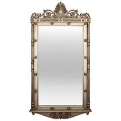 Mid-Century French Style Silver Leaf Mirror