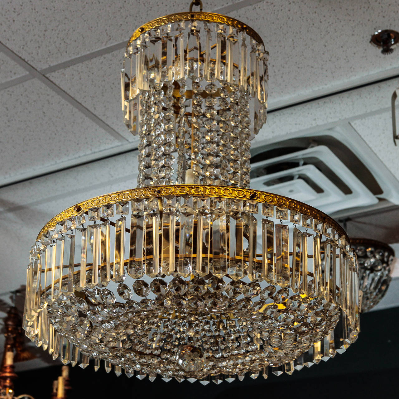 Late 19th Century Tall All Crystal Swedish Chandelier 3