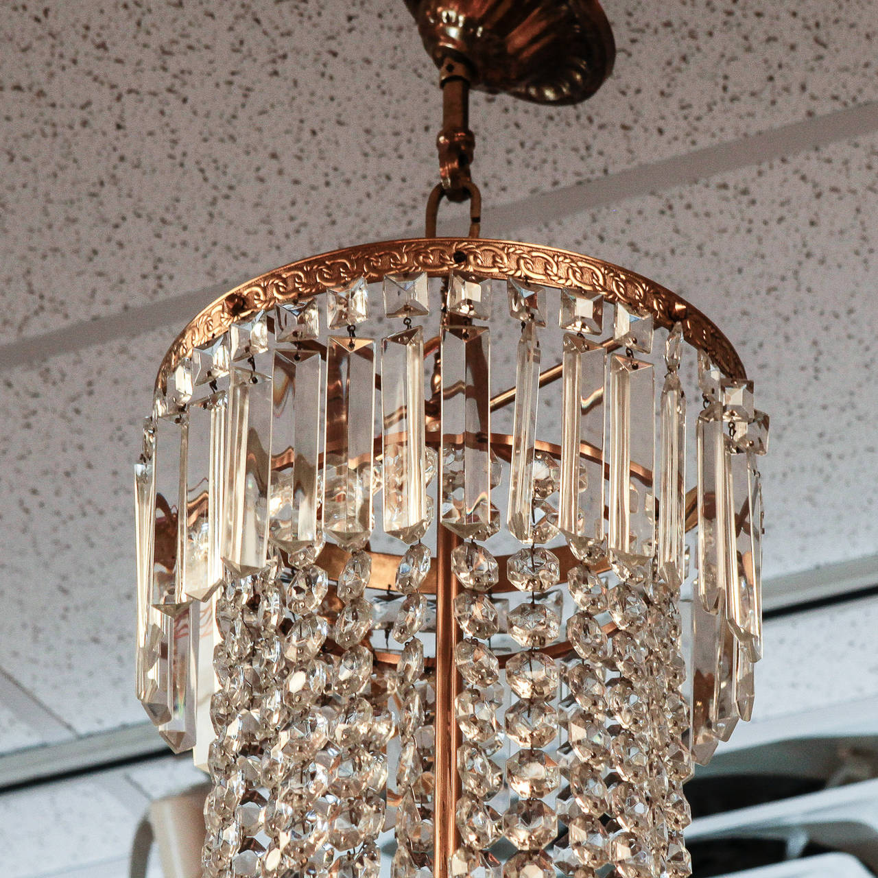 Late 19th Century Tall All Crystal Swedish Chandelier 1