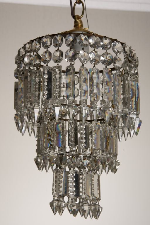 Pair of Fancy Cut All Crystal Lustre Fixtures