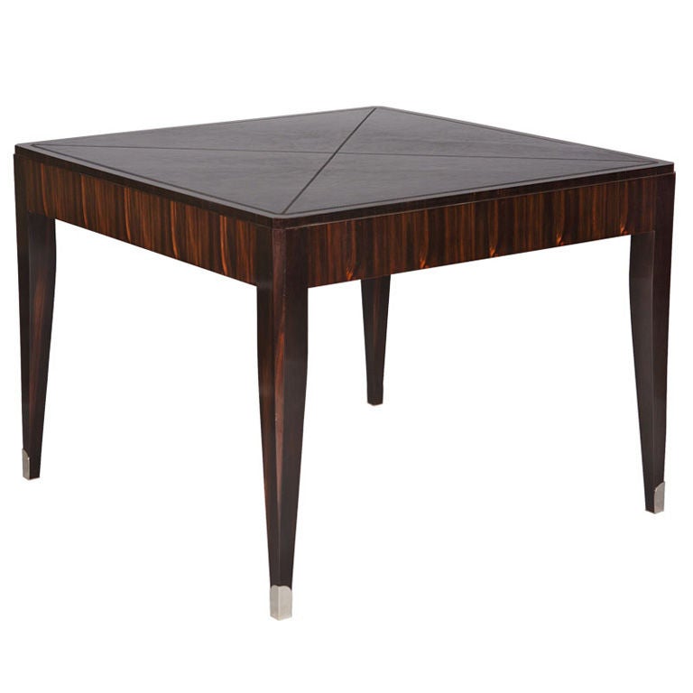 Bespoke Square Leather Top Game Table at 1stdibs