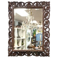 Mahogany Mirror with Carved Grapes