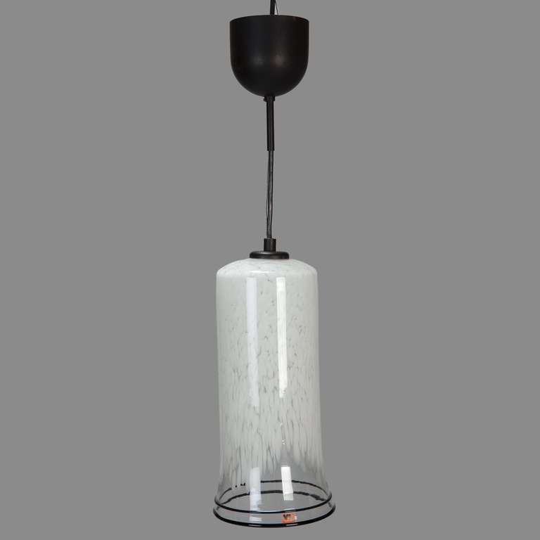 Pair Mid Century Murano Pendant Lights with Black Rims