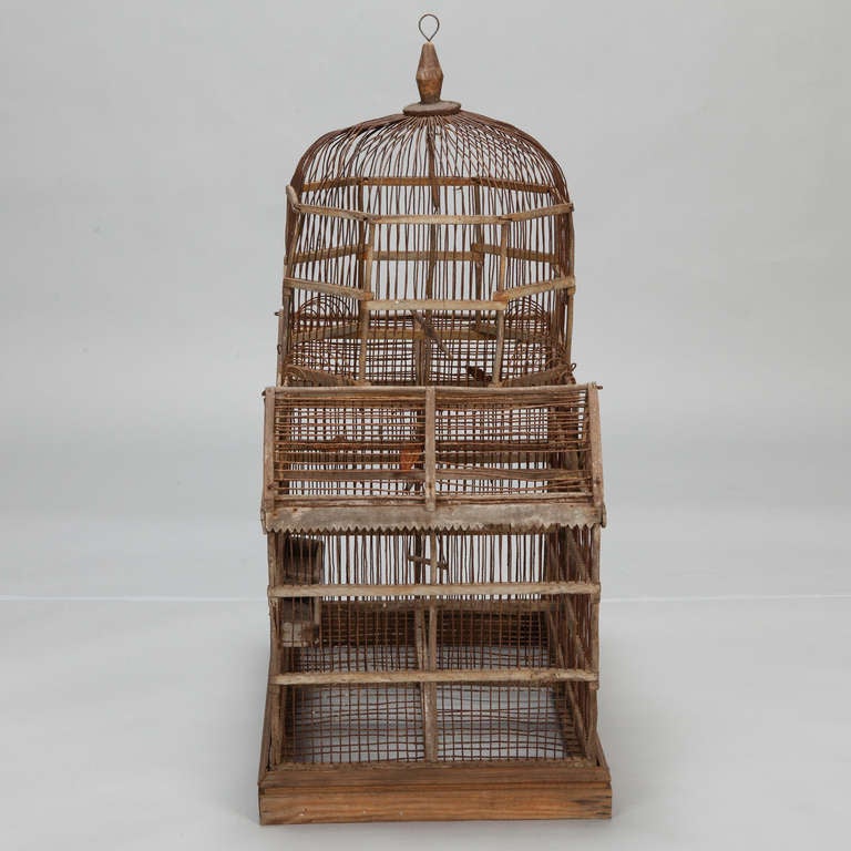 19th Century Wooden Bird Cage In Excellent Condition In Troy, MI