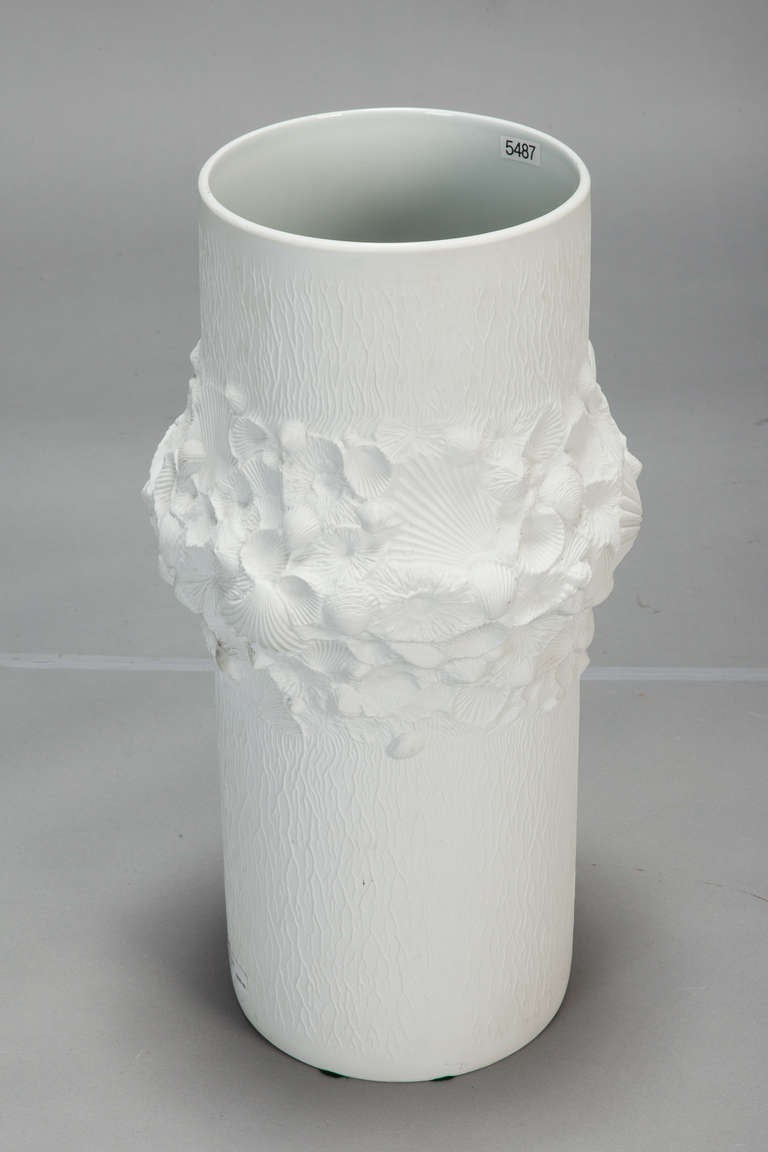 Mid-Century Modern Extra Large Bavarian White Vase with Shells