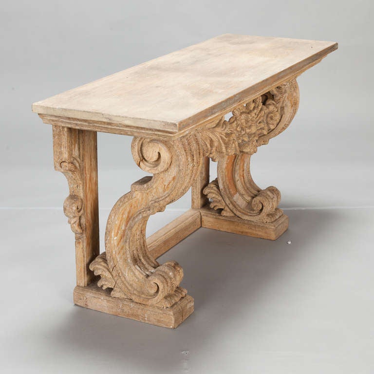 Small French Carved Wood Bench For Sale at 1stDibs
