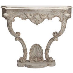 Louis XVI Style Carved and Painted Console with Shell Cartouche