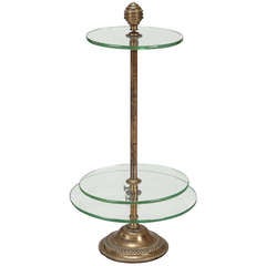 Three Tier Brass and Glass Stand