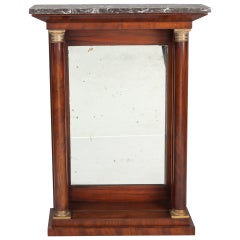Small Marble Top Pier Console with Mirrored Back
