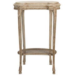 French Kidney Shaped Side Table with Caned Base
