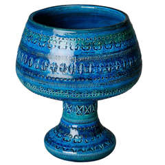 Mid Century Bitossi Rimini Blu Compote Pedestal Bowl