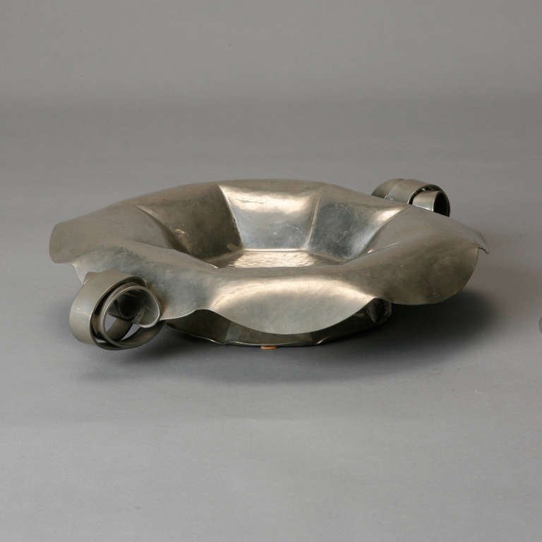 Hammered Pewter Art Deco Fluted Bowl at 1stDibs