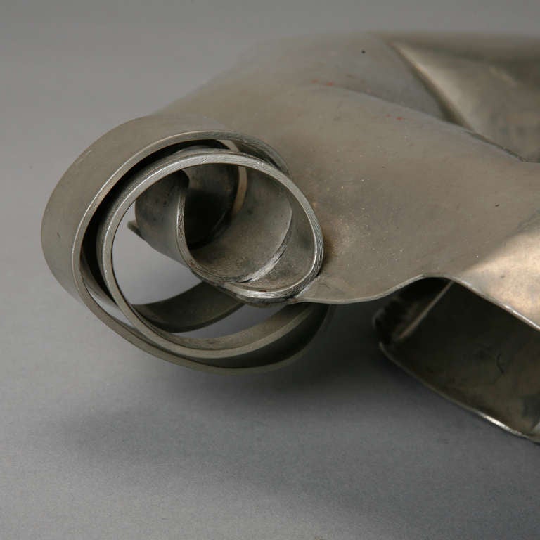 Hammered Pewter Art Deco Fluted Bowl at 1stDibs