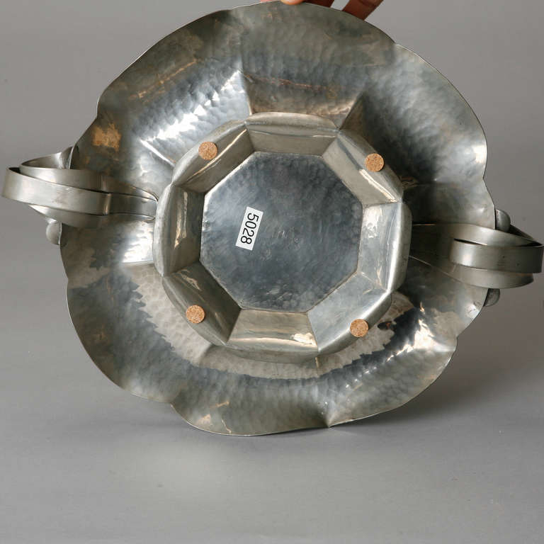 Hammered Pewter Art Deco Fluted Bowl at 1stDibs
