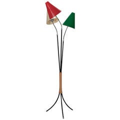 Mid Century Scandinavian Three-Light Floor Lamp with Original Shades 10
