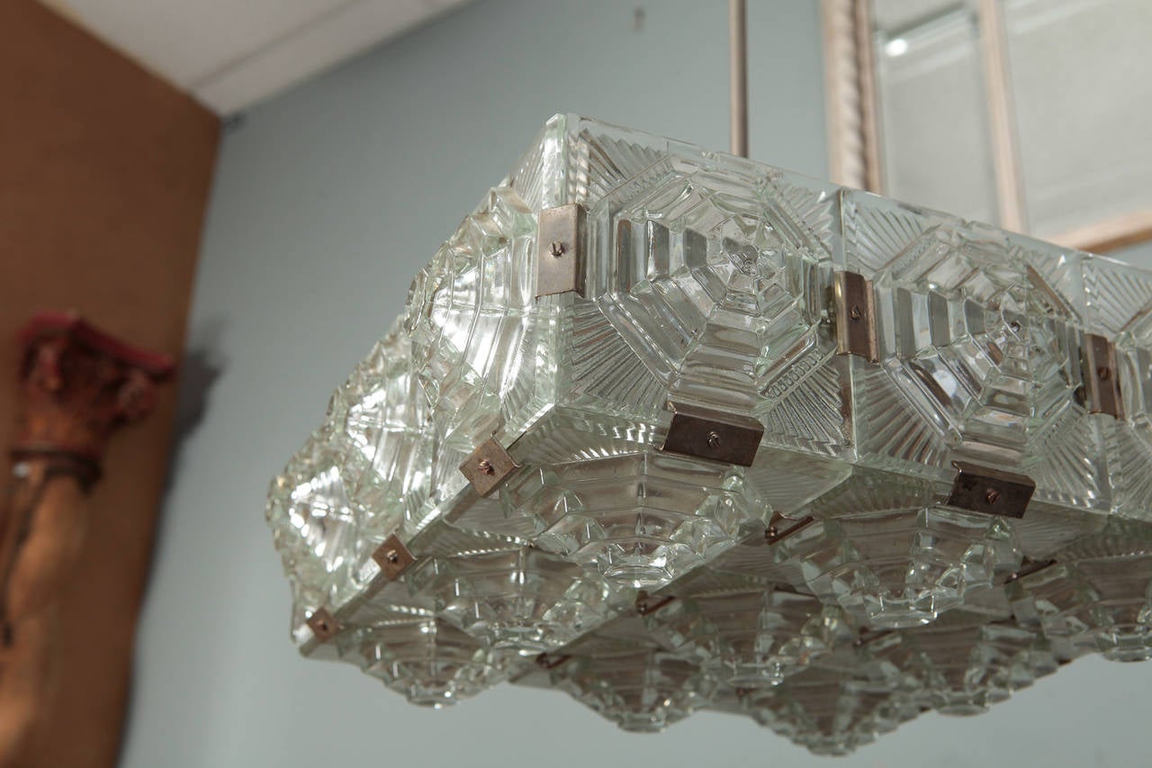 Mid-Century Modern Mid Century Hanging Fixture with Octagonal Dimensional Glass Panels