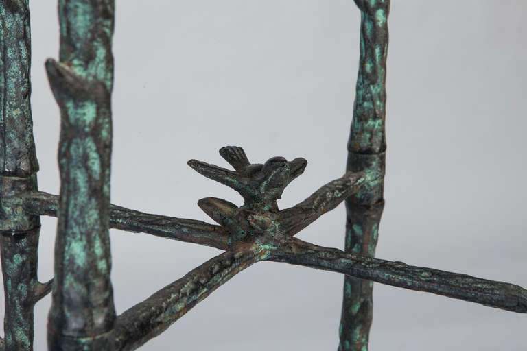 Giacometti Style Verdi Green Metal Plant Stand In Excellent Condition In Troy, MI
