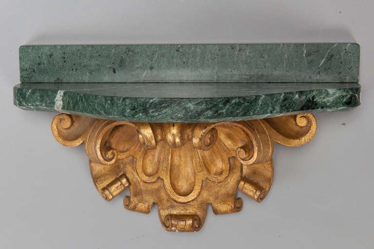 Pair Gildwood Corbels with Green Marble Shelves