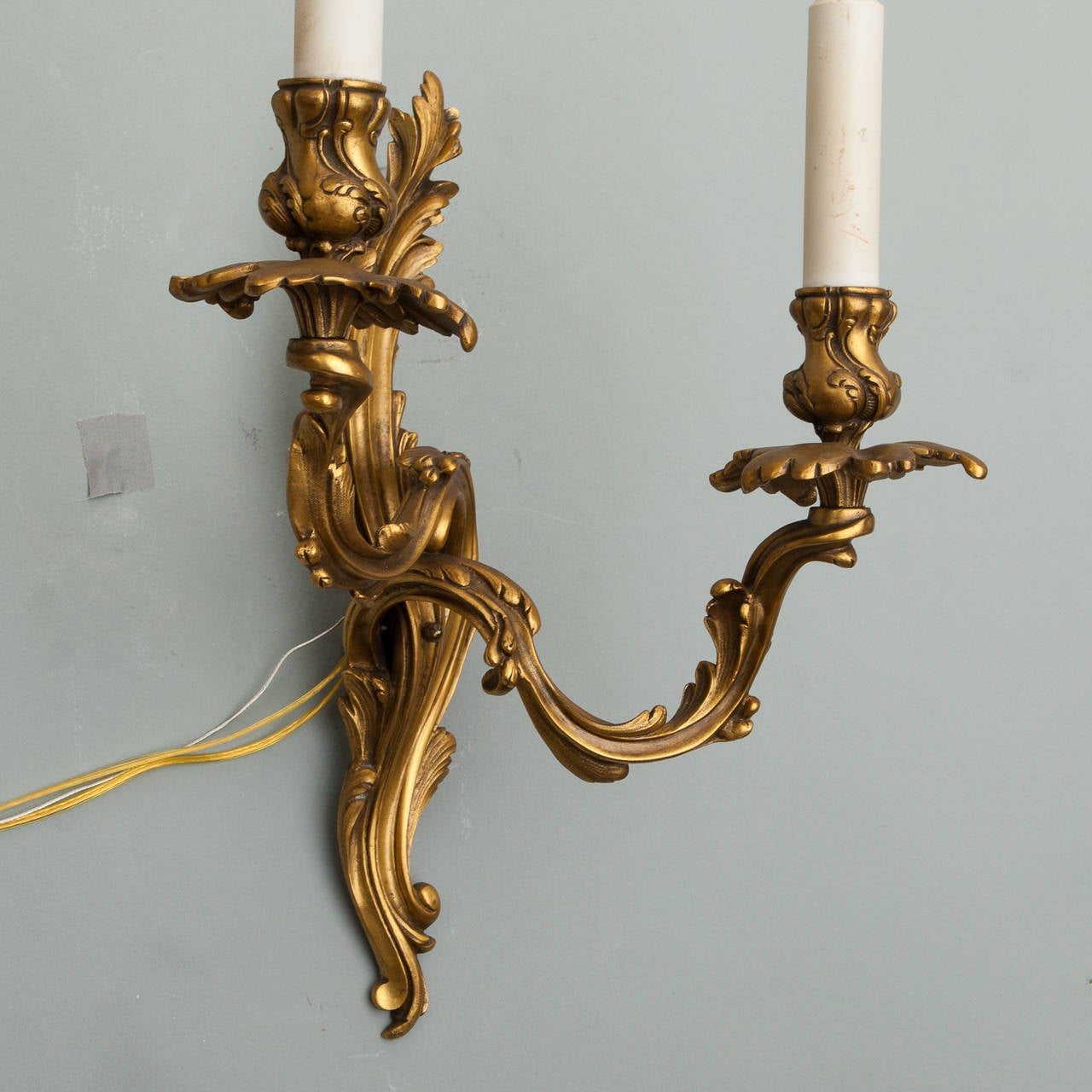 Pair of Bronze Louis XVI Style Two-Arm Sconces 1