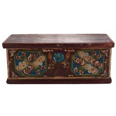 Red Folk Painted Blanket Chest
