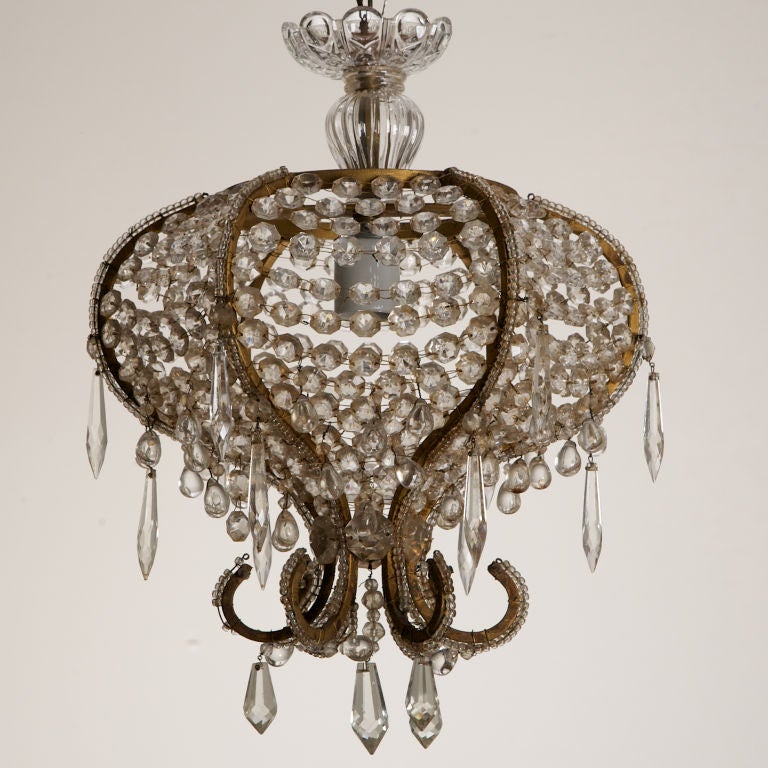 19th Century French Beaded Crystal Hanging Fixture